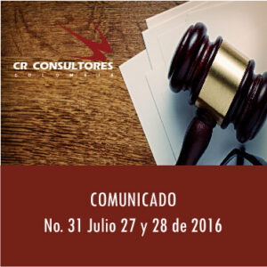 COMUNICADO No. 31 Julio 27 y 28 de 2016