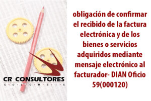 obligatoriedad de confirmar el recibido de la factura electrónica de venta y de los bienes o servicios adquiridos mediante mensaje electrónico al facturador- DIAN Oficio 59(000120)