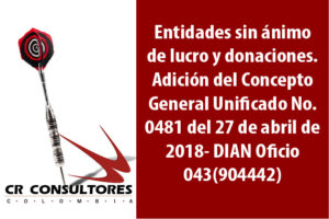 Entidades sin ánimo de lucro y donaciones. Adición del Concepto General Unificado No. 0481 del 27 de abril de 2018- DIAN Oficio 043(904442)