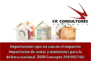 Importaciones que no causan el impuesto Importación de armas y municiones para la defensa nacional- DIAN Concepto 394(902746)