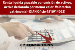 Renta líquida gravable por omisión de activos. Activo declarado por menor valor. Valoración patrimonial- DIAN Oficio 451(914062)