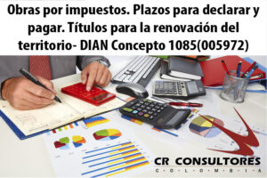 Obras por impuestos. Plazos para declarar y pagar. Títulos para la renovación del territorio- DIAN Concepto 1085(005972)