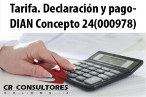 Tarifa. Declaración y pago- DIAN Concepto 24(000978)