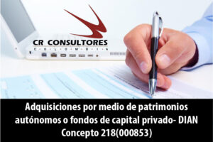 Adquisiciones por medio de patrimonios autónomos o fondos de capital privado- DIAN Concepto 218(000853)