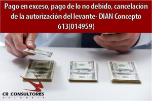 Pago en exceso, pago de lo no debido, cancelación de la autorización del levante- DIAN Concepto 613(014959)