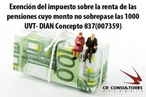 Exención del impuesto sobre la renta de las pensiones cuyo monto no sobrepase las 1000 UVT- DIAN Concepto 837(007359)