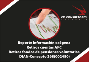 Reporte información exógena. Retiros cuentas AFC. Retiros fondos de pensiones voluntarias. DIAN-Concepto 268(002480).