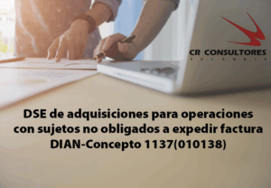 Documento equivalente electrónico -DEE. Documento Soporte Electrónico (DSE) de adquisiciones para operaciones con sujetos no obligados a expedir factura o documento equivalente. DIAN-Concepto 1137(010138)