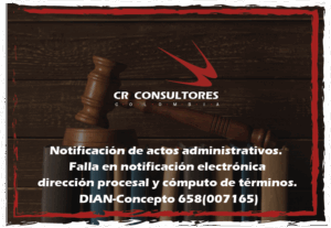 Notificación de actos administrativos.  Falla en notificación electrónica dirección procesal y cómputo de términos. DIAN-Concepto 658(007165)