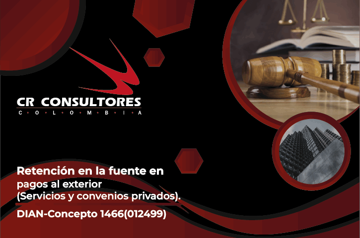 Retención en la fuente en pagos al exterior (Servicios y convenios privados). DIAN-Concepto 1466(012499)