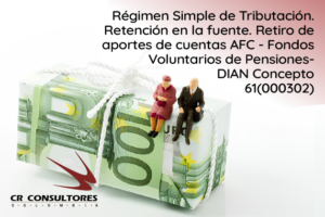 Régimen Simple de Tributación. Retención en la fuente. Retiro de aportes de cuentas AFC – Fondos Voluntarios de Pensiones- DIAN Concepto 61(000302)