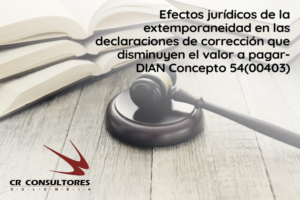 Efectos jurídicos de la extemporaneidad en las declaraciones de corrección que disminuyen el valor a pagar- DIAN Concepto 54(00403)